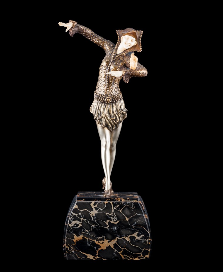 Samuel Lipszyc Art Deco bronze and ivory sculpture